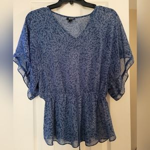 A.N.A Cornflower blue coral print blouse